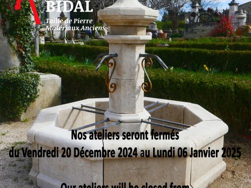 Atelier Alain Bidal ǀ Stone cutter ǀ End of year closing dates 2024