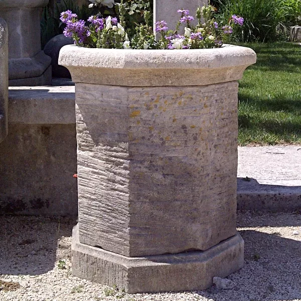 Vase in Provence stone, hexagonal shape