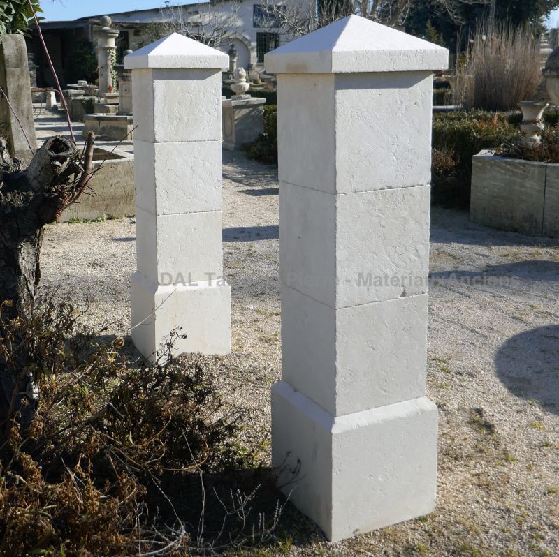 Small limestone pillar for garden gate.