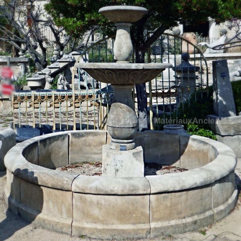 Beautiful village fountain carved by the stonemason craftsman Alain Bidal in Provence