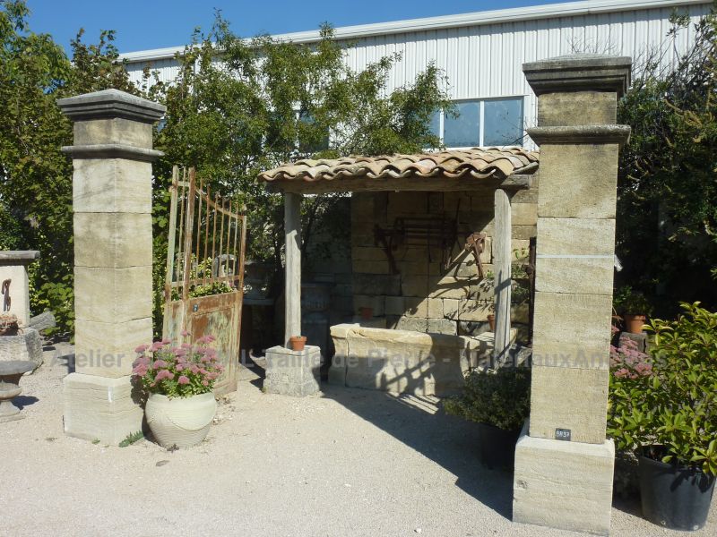 Stone pillars for outdoor use - made by craftmen