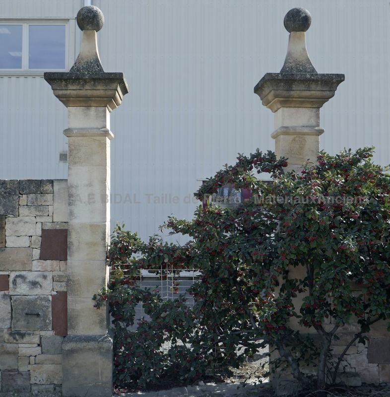 Limestone pillars made by a stone mason from the Bidal's buisness in  Bidal in Provence.
