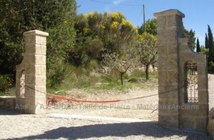 A beautiful pair of stone pillars carved in Avy Stone