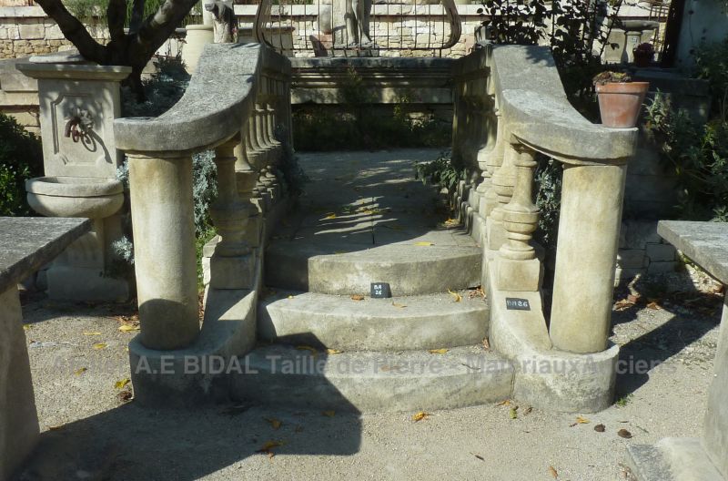small staircase in carved stone made in a noble material - created by A E Bidal