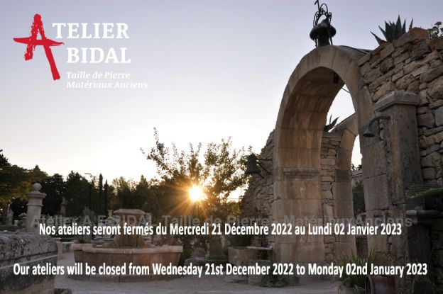 Atelier Alain Bidal ǀ Dates de fermeture de fin d'année 2022