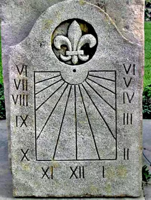 Sundial carved in limestone by stone mason Alain Bidal, Provence