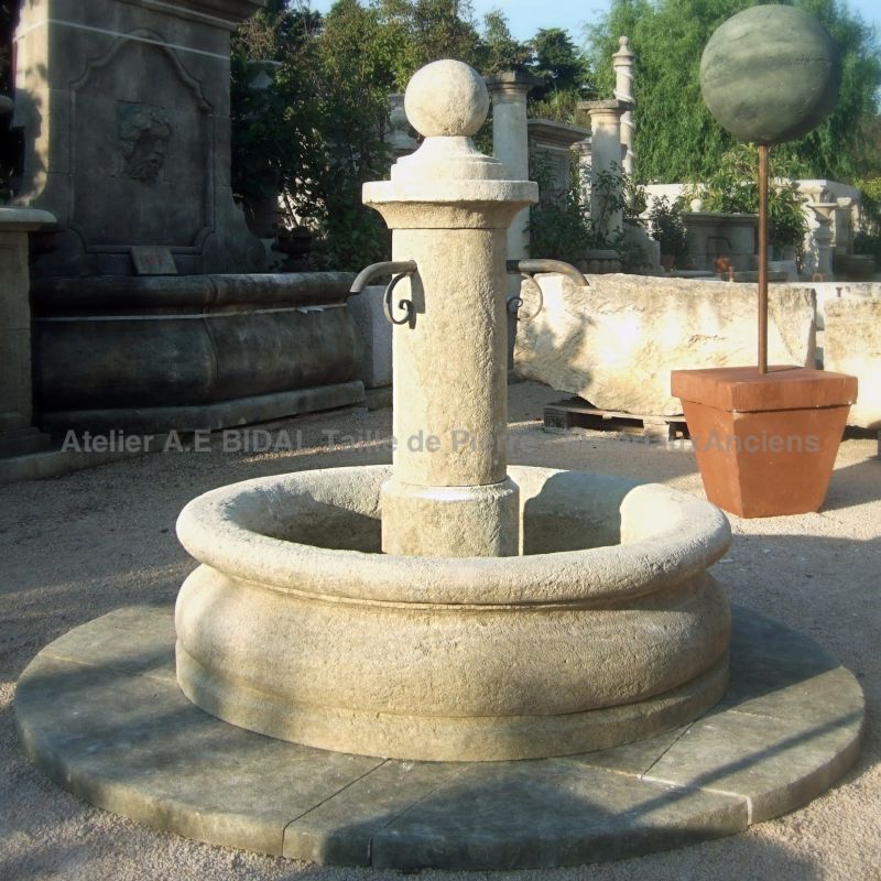 Fontaine de jardin de forme ronde | Fontaine centrale en pierre pour aménagement extérieur.