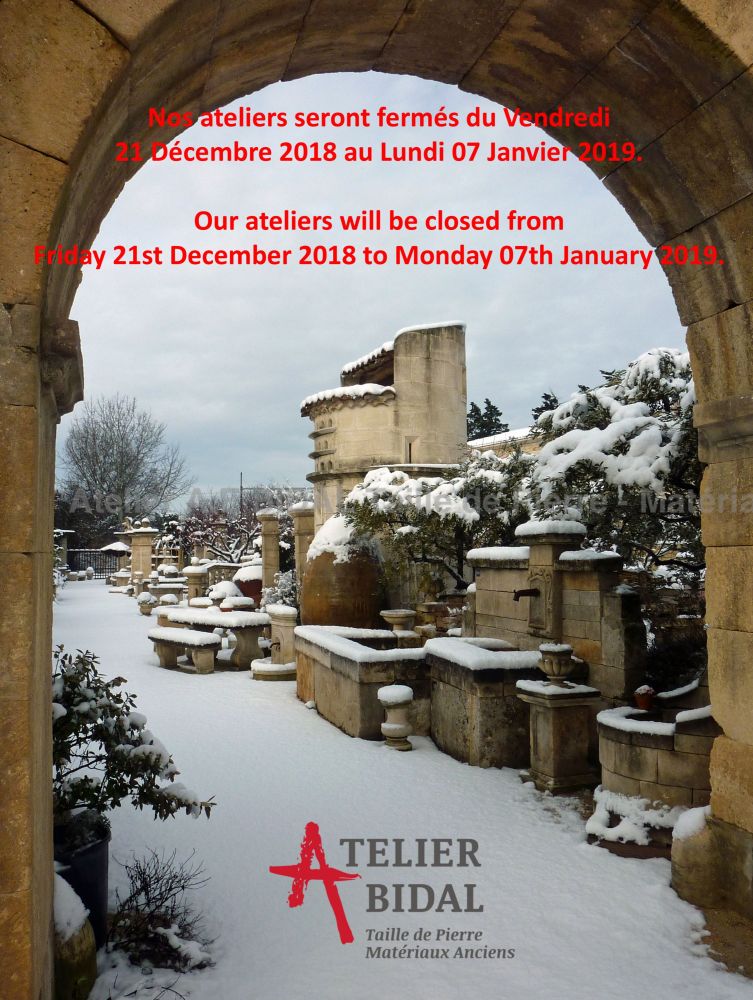 Tailleur de pierre Alain Bidal en Provence ǀ Dates de fermeture de fin d'année 2018