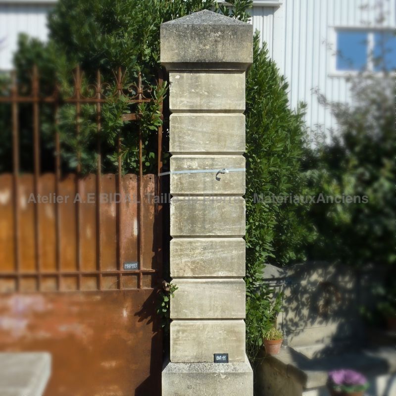 Stone carving : these pillars in natural stone, craft from stone mason of PA Bidal workshop